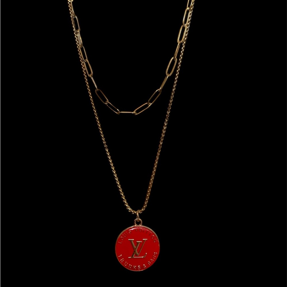 Up-Cycled Louis Vuitton Burnt Orange/Red Trunks & Bags Necklace